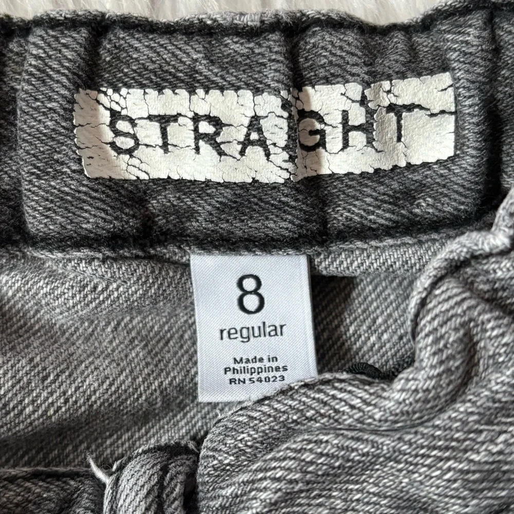 Gap Kids Boys Size 8 Gray‎ Straight Leg Jeans Elastic Waist Zipper Close Denim